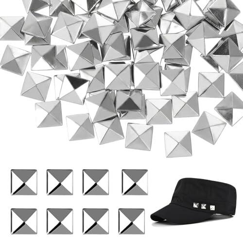 JYXNU 300 Piezas Remaches Cuadrados de Metal,Remaches de Punta Pirámide con 4 Garras Galvanizados,DIY y Estilo Punk,Tachuelas Decorativas,tachuelas para ropa,para Cuero,Bolsos,Ropa(estética Punk)