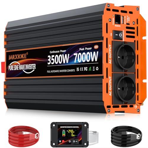 Inversor 24 V 220 V onda pura 3500 W Inversor de potencia convertidor de alimentación con LCD mando a distancia y enchufes AC dobles & USB-A & puerto de Tipo-C para Car Camper
