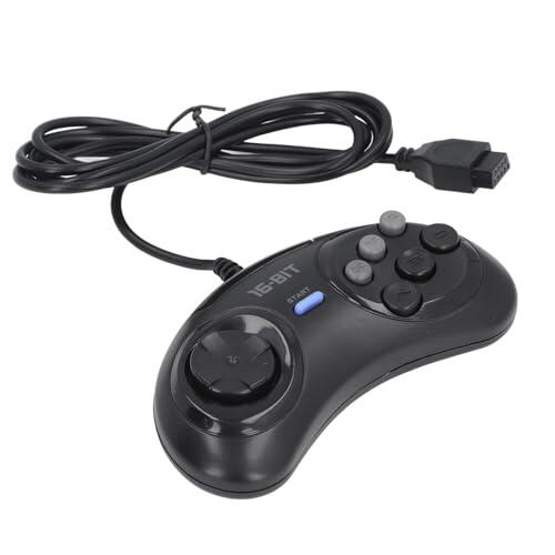 Controlador de Juego Genesis de 16 Bits con Botones de Disco Redondos de Apariencia Clásica para un Control Preciso, Adecuado para Entusiastas, ABS Negro