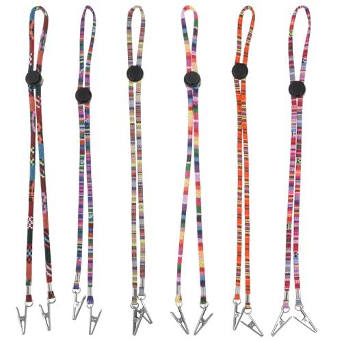 Ouligay 6 cadenas para servilletas con clip, clips ajustables para servilletas, estilo folclórico, 60 cm, servilletas, cadena para baberos con abrazaderas, soporte para servilletas, clips para baberos