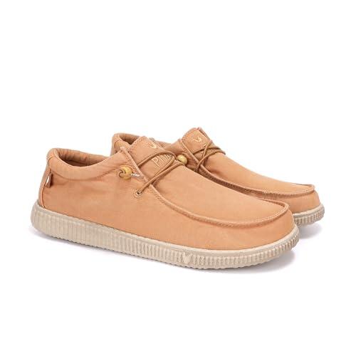 WALK IN PITAS | WP150 WALLABI Washed | Mocasines de Hombre | Náuticos Casual | Zapatillas de Tela | Zapatos sin Cordones | Deportivas Casuales | Calzado de Walkinpitas | Camel 42