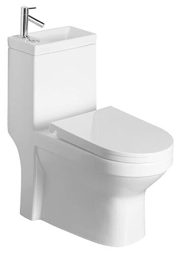 HYGIE WC compacto con lavabo, cerámica, blanco, 36,5 x 78 x 72 cm, tapa de cierre suave