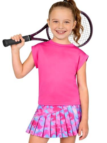 Autmor Conjunto Deportivo Niña 5-12 Años Falda de Tenis con Pantalón Corto Incorporado y Bolsillos, Camiseta Sin Mangas y Falda Plisada 2 Piezas Ropa para Golf Badminton (Red, 5-6 años)