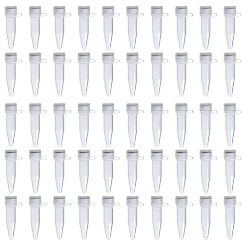 BaZuyunMd 50 tubos de centrífuga,Tubos de muestra con tapón de rosca,Contenedor de muestras transparente de 1,5 ml,Contenedor de muestra transparente para laboratorio