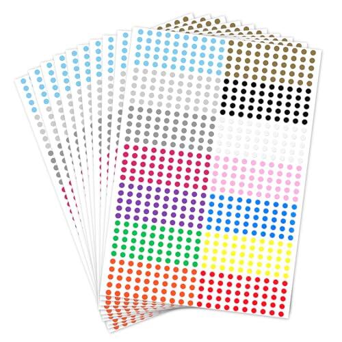 ABOHU 14 Colores Surtidos Pegatinas Redondas 7000 Piezas, 6mm Gomets Colores Surtidos Pegatinas Redondo Adhesivos, Etiquetas de Codificación Pequeñas, para Hogar, Aula, Almacén, Oficina