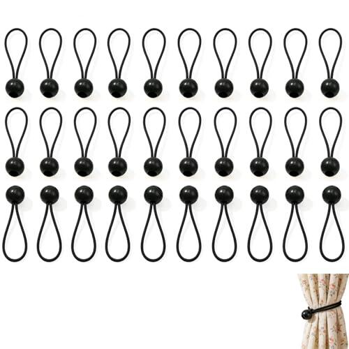 30 tensores elásticos Flexibles de 10 cm, sandows elásticos Resistentes, Ideales para Tiendas de Campamento, pancartas, Tiendas de jardín y Lonas (Negros)