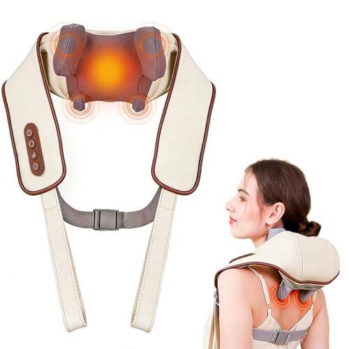 Masajeador de Cuello 6D, Inalámbrico de Hombros y Cuello con Masaje de Amasado Profundo, 2 Niveles de Calor & Funda Lavable, Regalos Originales para Mujer, Hombre, Mamá, Papá