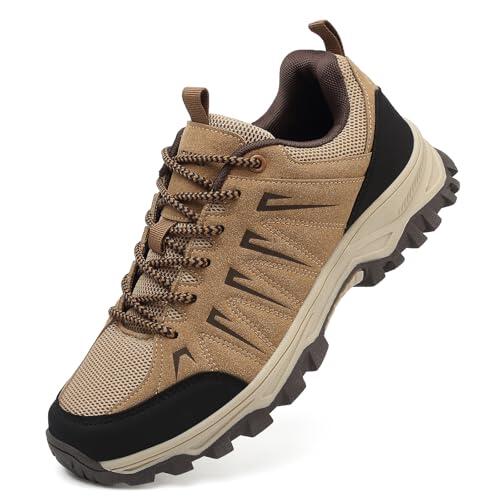 HaloTeam Zapatos de Senderismo Hombre Antideslizantes Transpirable Trekking Sneakers Escalada Zapatillas de Montaña,Marrón,EU 42