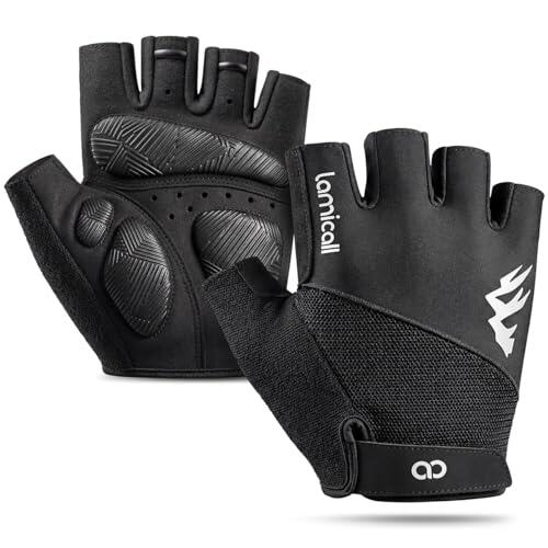 Lamicall Guantes de Ciclismo de Medio Dedo para Hombre y Mujer, Guantes de Gimnasio - [Amortiguador & Transpirable] Secado Rápido, Guantes MTB, Guantes de Verano para Bicicleta Montaña, Moto, Gimnasio