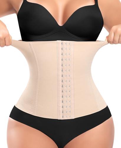 YARRCO Corset Reductor Adelgazante Mujer Faja Moldeadora Reductora Waist Trainer Cintura Postparto Cinturón Control de Abdomen Faja Colombiana Corsé Bustier Shapewear Postparto (Beige,L)