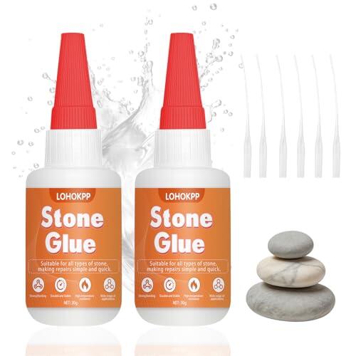 30g*2 Pegamento Para Piedra, Pegamento Marmol, Transparente para Cerámica, Pegamento Instantáneo Extra Fuerte, Adhiere Piedras y Materiales, para Mármol, Piedra Natural