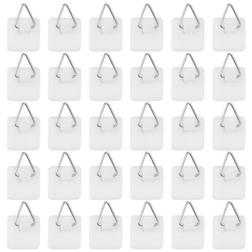 30 Pcs Cuelga Cuadros sin Clavos, 2,5cm Gancho Cuelga Cuadros Adhesivo, Ganchos para Colgar Cuadro sin Agujeros Invisibles, colgadores autoadhesivos para Marcos de Fotos pósteres Decoraciones
