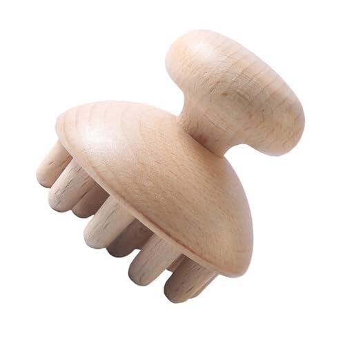 Juego de masajeador manual de madera: herramientas ergonómicas para el masaje corporal en forma de hongo, mitigadores de tensión muscular portátiles, copas de liberación de estrés profundo