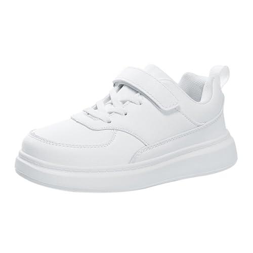 YIzdegg Zapatos de interior para niños y niñas - zapatos para niños, zapatillas sencillas, transpirables, cómodas, ligeras, informales, anchas, para interiores y exteriores, Blanco, 32 EU