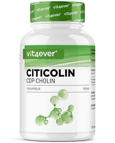 vit4ever CDP Colina (Citicolina) 250 mg - 180 Cápsulas - Alta Dosificación y Forma Bioactiva de Colina - Vegano, sin aditivos innecesarios