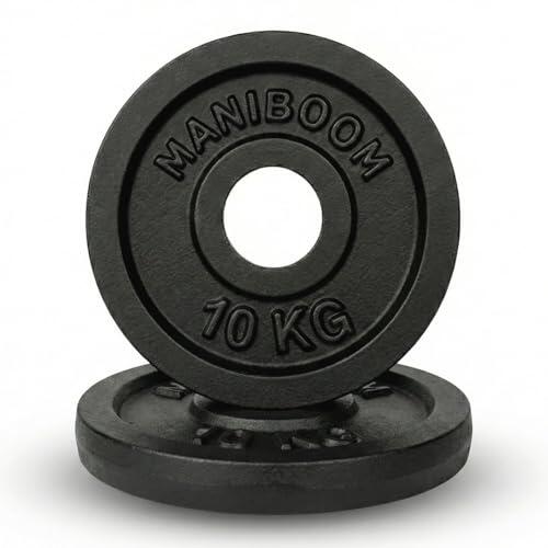 ManiBoom Discos de Pesas Hierro Fundido – Placas para Mancuernas y Barra 25mm (Estándar 1") – Discos Gym Macizos No Cemento – Sets Disponibles: 1.25kg, 2.5kg, 5kg, 10kg (2 x 10 KG)