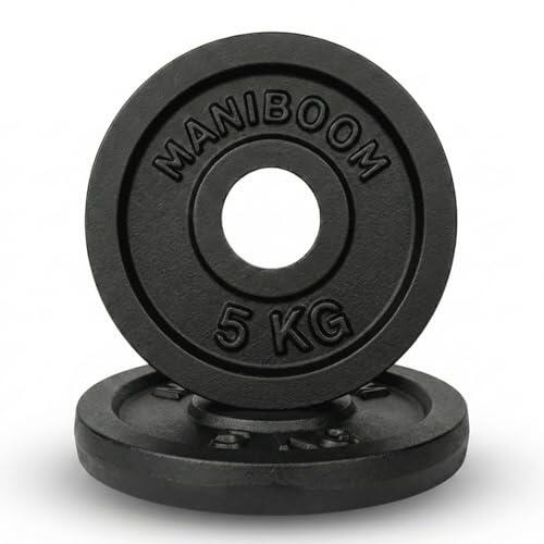 ManiBoom Discos de Pesas Hierro Fundido – Placas para Mancuernas y Barra 25mm (Estándar 1") – Discos Gym Macizos No Cemento – Sets Disponibles: 1.25kg, 2.5kg, 5kg, 10kg (2 x 5 KG)