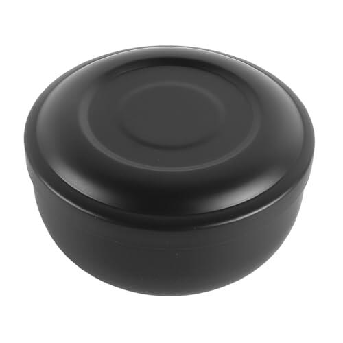 Ubric Cuenco de afeitar de acero inoxidable con tapa, 11 cm de diámetro, grande, acabado cromado brillante, color negro