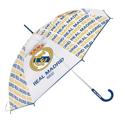 ARDITEX Paragüas Real Madrid Niño, Diametro 82 cm, Apertura Manual, Regalo Ideal, Paragüas Fútbol, Eva Transparente, 8 Paneles