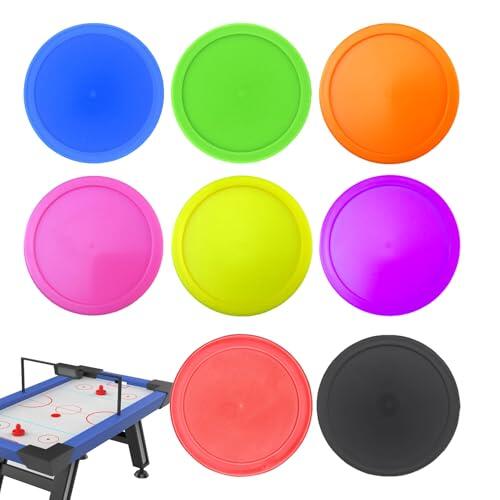 Gungtj Arandelas de Hockey sobre Hielo – Arandelas de Hockey sobre Aire en Casa, 8 Conjuntos de Deporte Redondos Multicolores de Colores , Accesorios de Reemplazo para Adultos y Mesa de Juego