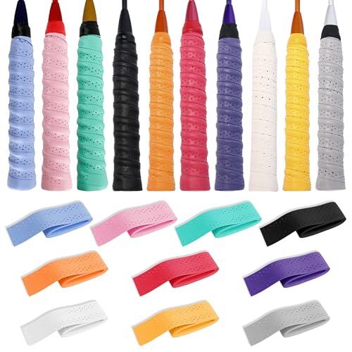 JNYUTEEN Cinta de Agarre para Raqueta de Tenis 10 Piezas, Overgrip de PU Antideslizante para Raqueta de Bádminton, Cinta Absorbente de Sudor para Tenis y Bádminton para Ping Pong y Caña de Pescar