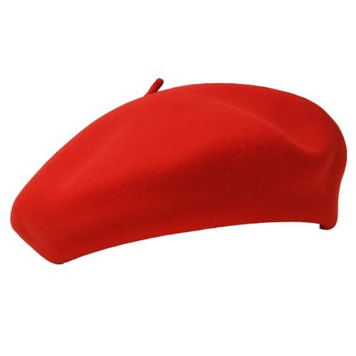 AWAVM Boina, Boina Francesa de Mezcla de para Hombres y Mujeres, Boina Francesa Vintage, Sombrero de Invierno y otoño para Mujer, Boina clásica de Color sólido (1, Rojo)