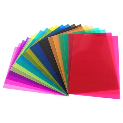 Ravytha 20 Piezas Papel Transparente Cartulinas Colores, Película de Filtro de Luz de Gel de Corrección de Color, para Camara Fotografic, Filtro Polarizador, Flash Led