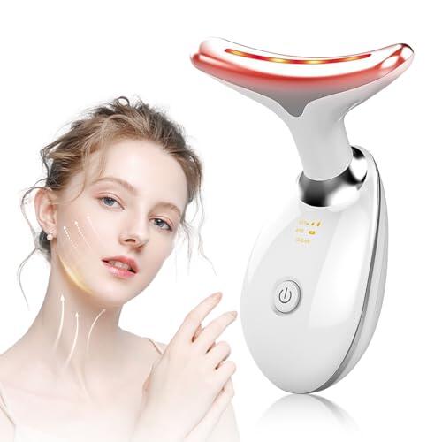 Masajeador Facial Eléctrico, Masajeador Facial Antiarrugas de 3 Modos, 7 Colores LED EMS Masajeadores Faciales Reafirmante, 45°C Radiofrecuencia Facial, Guasha Lifting Masaje Facial Reductor de Papada