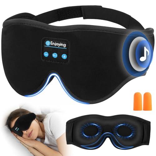 URAQT Antifaz para Dormir con Auriculares Bluetooth, Antifaz para Dormir 3D, CóModo Transpirable Mascara Ojos Dormir Sin Presión, Mascara para Dormir Sin Luz para Meditación, Viajar, Avión(Negro)