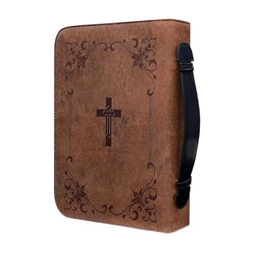 Krmoau Estuches Bíblicos para Mujer,Bíblicas para Mujer | Estuche Bíblico Vintage de PU | Fundas bíblicas con asa con cremallera para hombres y mujeres, estuche protector para libros de la Iglesia
