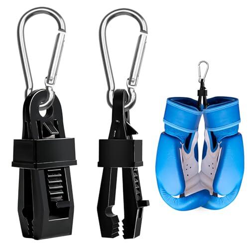 2 Soportes metálicos para de Boxeo | Mosquetón Resistente para asegurar y Transportar de MMA y Muay Thai en Mochilas, Bolsos, Equipaje o Bolsas de Gimnasio | Organizador de Accesorios Boxeo Clip