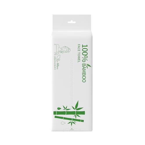 Romon Toallitas Desmaquillantes, Toallitas de Bambú Biodegradables, 60 Unidades, 23x20cm, Secas, Adecuadas para Cualquier Tipo de Piel, Limpieza y Desmaquillado
