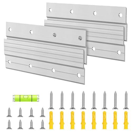 Ainiv 2 Pares Ganchos Franceses de 15cm, Capacidad Carga 27 KG Clips en Z Aluminio Montaje en Pared, Rieles Franceses para Colgar Espejos, Cabeceros y Obras de Arte
