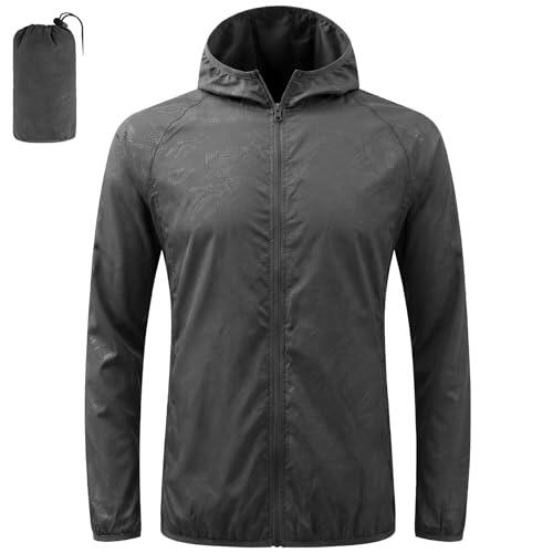BSBUY Chaqueta Deportiva Mujer, Chubasquero Running Unisexo con dos Bolsillos, Sudaderas con Cremallera, Impermeable para Exteriores, M
