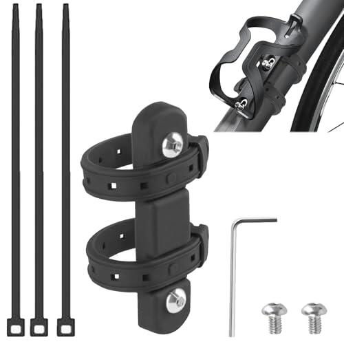 BaZuyunMd Soporte universal para botellas de agua para bicicleta de montaña, sin tornillos, con correa antideslizante, color negro