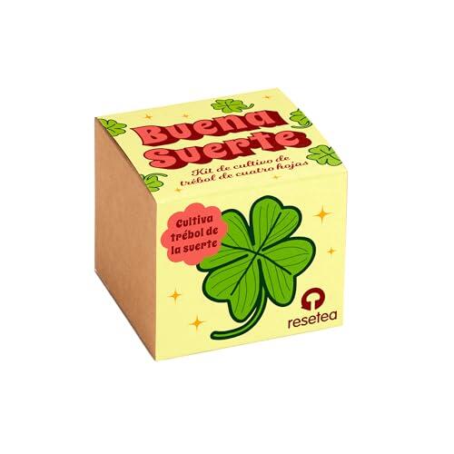 Resetea Kit Cultivo Trébol de 4 Hojas Oxalis Deppei – Planta Natural de la Suerte para Regalar – Amuleto Vivo Fácil de Cultivar en Casa – Regalo Original para Desear Éxito y Prosperidad