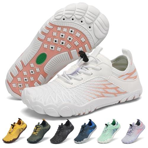 SAGUARO Escarpines Niño Zapatillas Barefoot Niños Secado Rápido Zapatillas de Agua Niña Ligeras Zapatos de Playa Piscina Mar Blanco, 28 EU