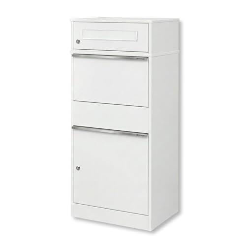Metzler Paketbox con 1 buzón – Buzón individual XXL con compartimento para paquetes, inoxidable y resistente a la intemperie – Gran buzón de paquetes al aire libre para paquetes hasta tamaño M