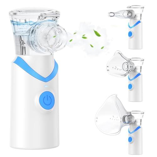 Nebulizador Adultos, Nebulizador Portátil Recargable para Adultos y Niños, Larair Nebulizador silencioso con función de autolimpieza y Volumen de pulverización Ajustable, Recargable y portátil.