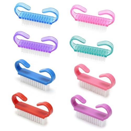 BDEPSTR Cepillo Uñas,Juego de 8 Cepillo de Uñas,con Mango de Plástico,Herramienta de Limpieza,Cepillos de Limpieza Exfoliante, para Manicura,Cepillos de Limpiezas de Manos