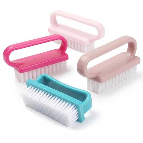 NiceNaiils Juego de 4 Cepillo Uñas Manos y Pies, 1 Grande + 3 Pequeños, Limpiador de Uñas de Cerdas Suaves para Manicura, Pedicura y Limpieza del Hogar, Mango Antideslizante