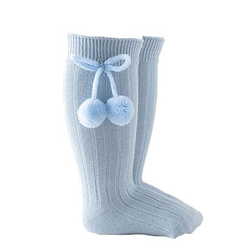 2026 Niño Bebé Niños Niñas Sólido Rodilla Calcetines Altos Medias Media Pierna Longitud Calcetín, azul claro, 12-24 meses