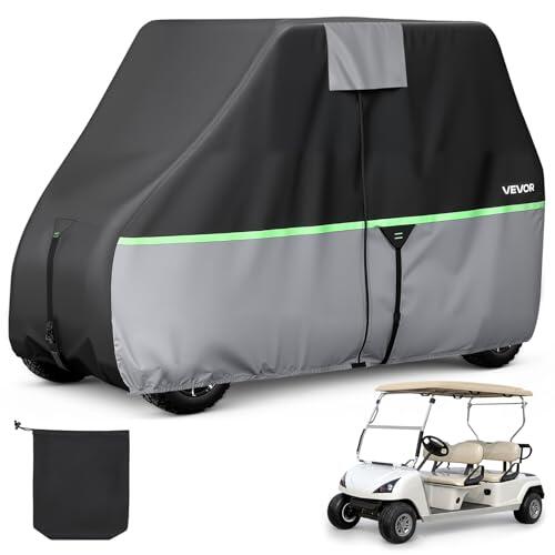 VEVOR Funda para Carrito de Golf de Tela Oxford 600D, Cubierta Impermeable para 2+2/4 Pasajeros con 3 Puertas Laterales con Cremallera, Bandas Reflectantes, Compatible con EZGO Club Car Honda Yamaha