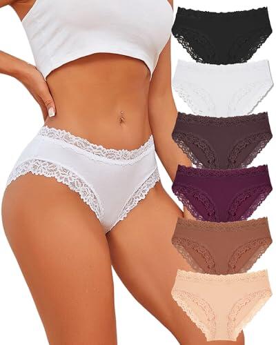 ALL OF ME Pack de 6 Bragas Brasileñas de Encaje para Mujer, Ropa Interior de Algodón Suave Hipster Sexy, Talla 3XL, Color A-6er