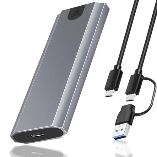 M.2 NVMe - Carcasa para SSD NVME, adaptador USB para NVMe/SATA SSD 2230/2242/2260/2280, transferencias de alta velocidad y protección óptima para tu SSD, disipación de calor de aluminio, cable 2 en 1