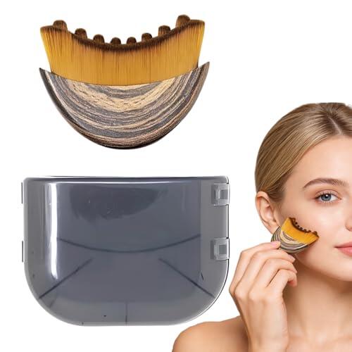 MKEWUU Cepillo Facial, Masajeador Linfático Para Rostro, Drenaje Facial, Contorno De Barbilla Y Mandíbula, Tamaño Pequeño, 1 Unidad Con Caja Color Marrón