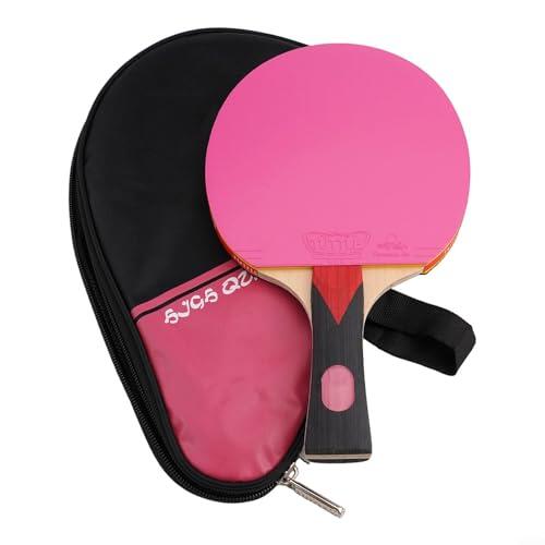 Gdfnmogo Raqueta de tenis de mesa, hoja de madera de 7 capas con esponja de dureza media, mango largo FL, juego completo para principiantes a jugadores intermedios (color rosa)