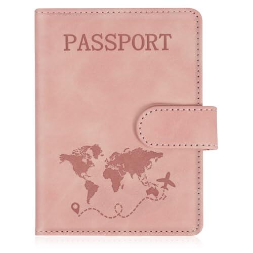 AOOTE Funda para Pasaporte de Cuero de PU,Porta Pasaporte con Bloqueo RFID,Viajes Accesorios Unisex para Pasaportes Tarjetas Crédito Funda Tarjeta Identific