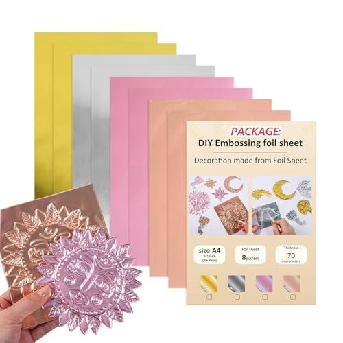 Yonuaret Lámina para Repujar - Láminas de Aluminio Metálico Estampables,Foil Destellante para el Repujado | para Manualidades Scrapbooking Escuela Aula Oficina Tarjetas de Felicitación Negocio