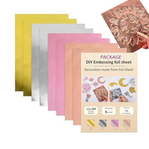 Hojas de Foil para Estampado | Láminas De Aluminio Estampables,Lámina De Gofrado De Doble Cara,para Hogar Scrapbooking Escuela Oficina y Tarjetas